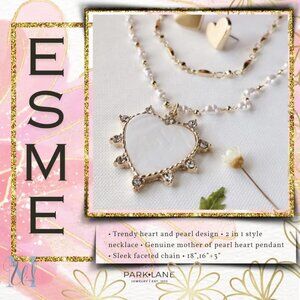 NWT Park Lane "Esme" Necklace, Genuine Mother of Pearl Heart Pendant